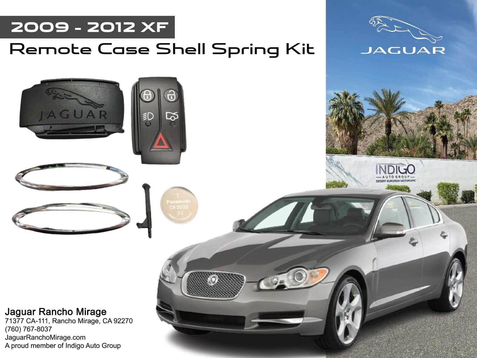 2009-2012 JAGUAR XF Smart Key Remote Case Shell Spring Rebuild Refresh Kit OEM