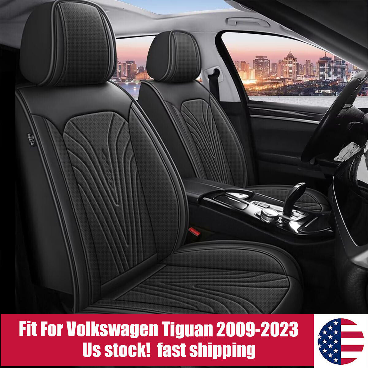 For Volkswagen Tiguan 2009-2023 Car 5-Seat Covers Cushion Protector PU Leather