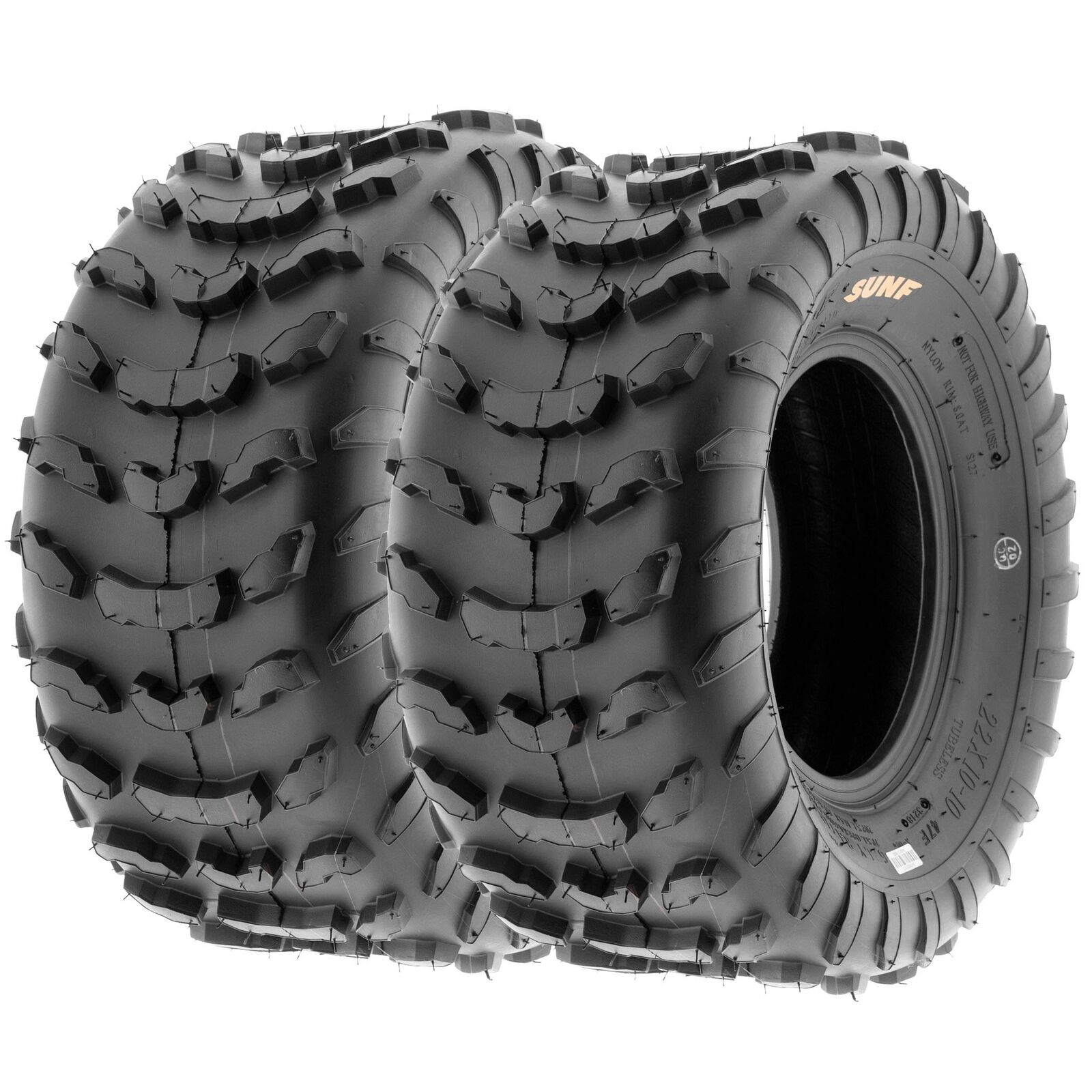 Pair of 2, 22x10-10 22x10x10 Quad ATV All Terrain AT 6 Ply Tires A006 by SunF