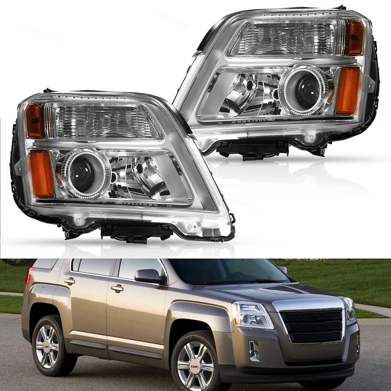 1Pair Headlight Assembly For 2010-2015 GMC Terrain Left+Right Direct Replacement