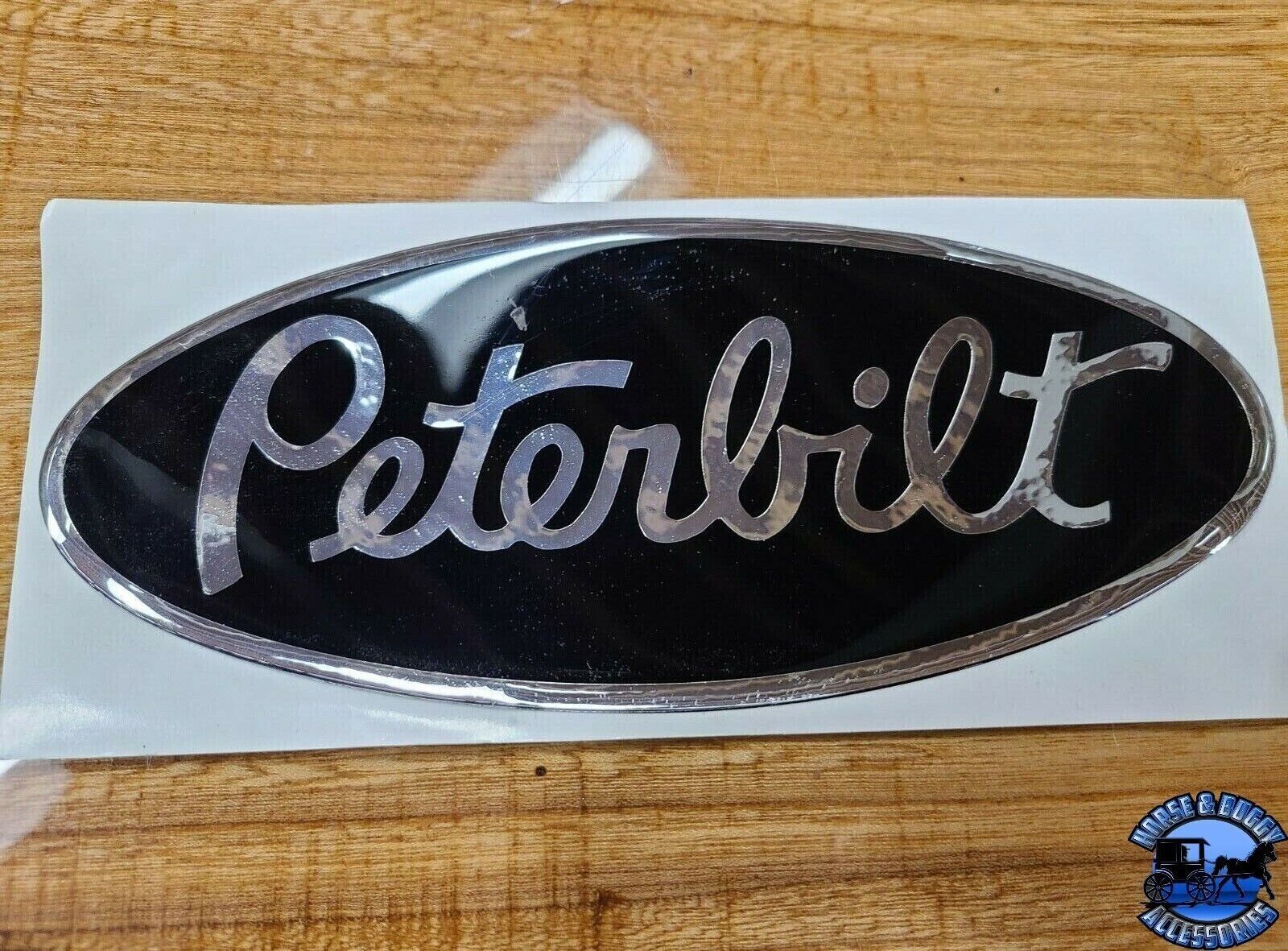 oem black/chrome replacement Peterbilt decal emblem genuine size & fit stick