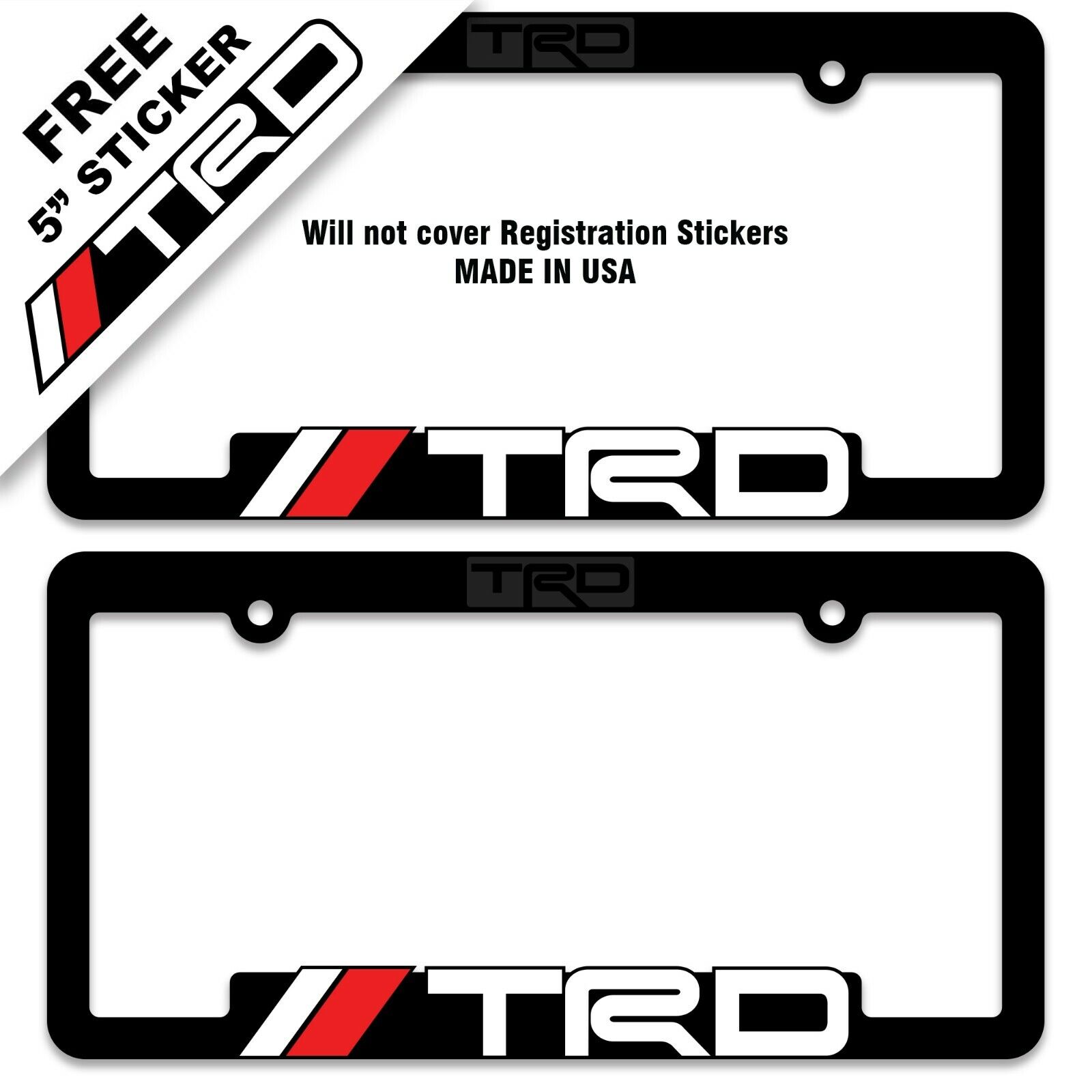 2 TRD License Plate Frames Toyota Racing Development Tacoma Tundra 4Runner 86
