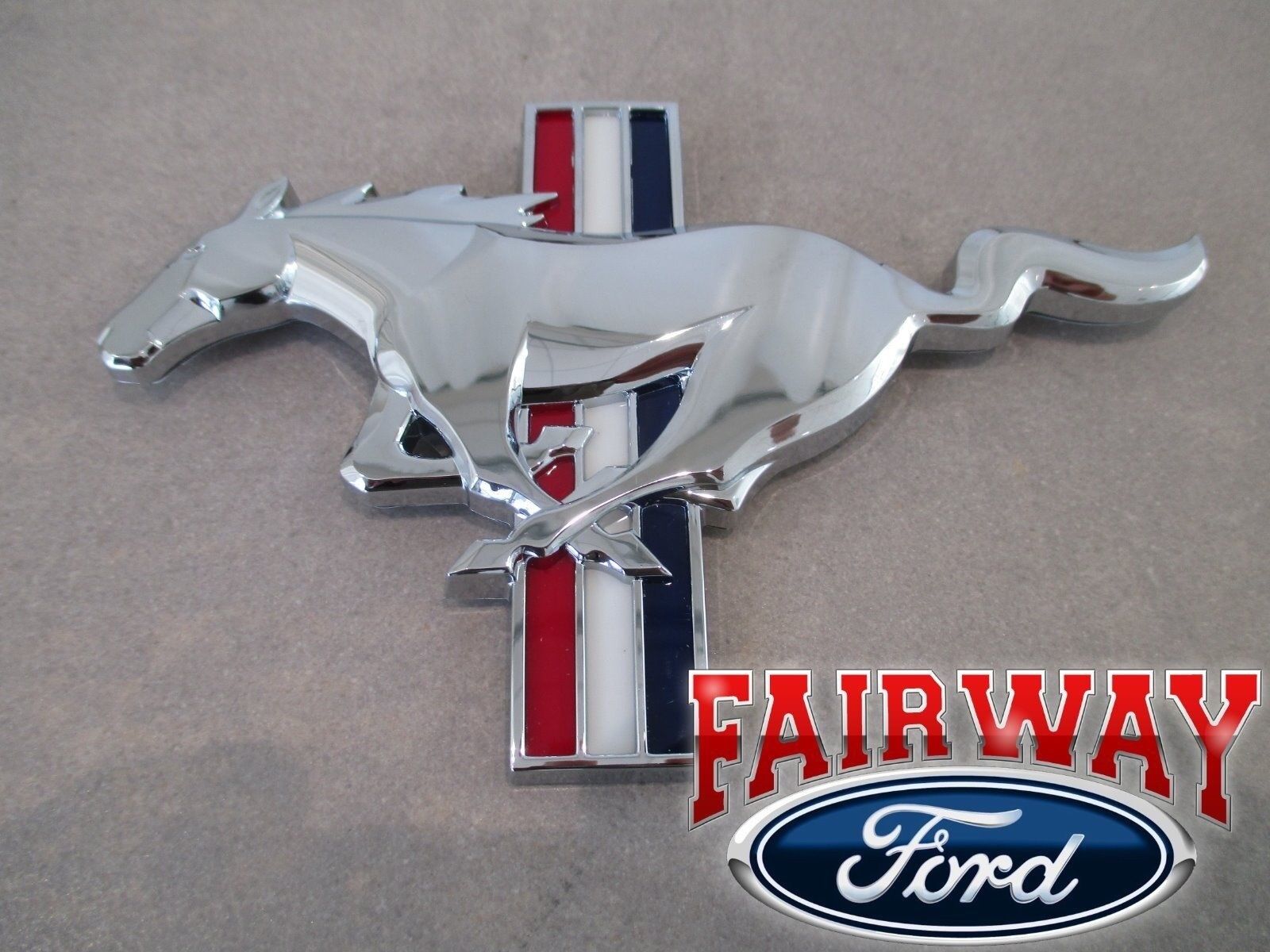16 thru 22 Mustang OEM Ford California Special Chrome Tri-Bar Pony Grille Emblem
