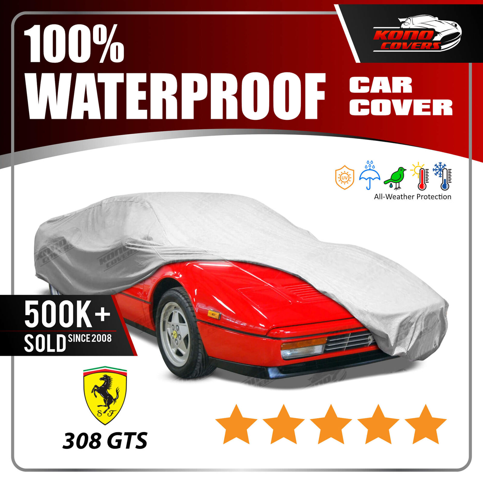 Ferrari 328 Gts 6 Layer Waterproof Car Cover 1985 1986 1987 1988 1989