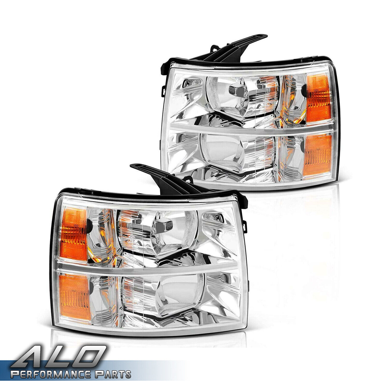 Chrome Headlights Assembly Fit For 2007-2014 Chevy Silverado 1500 2500HD 3500HD