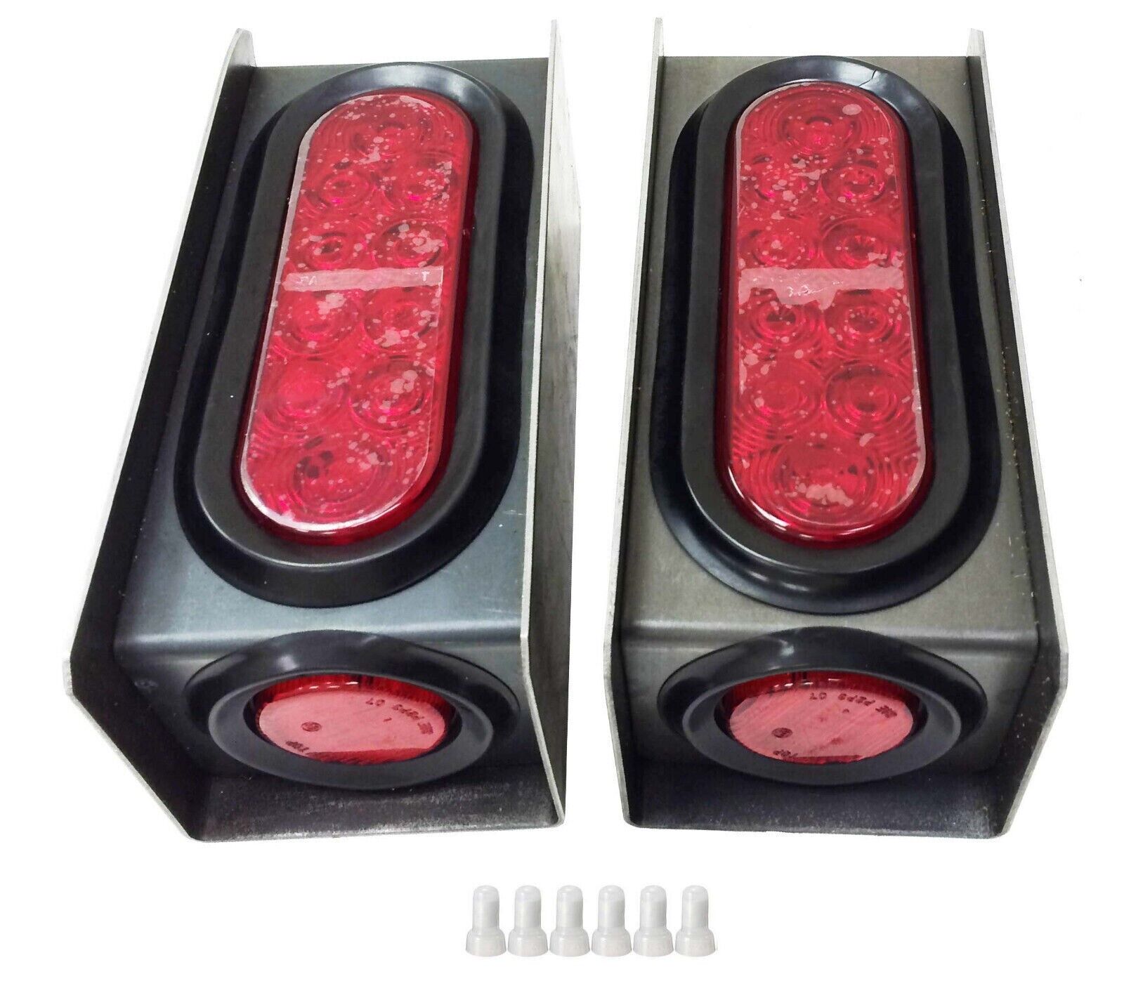2 Steel Trailer Light Boxes w/Red 6\