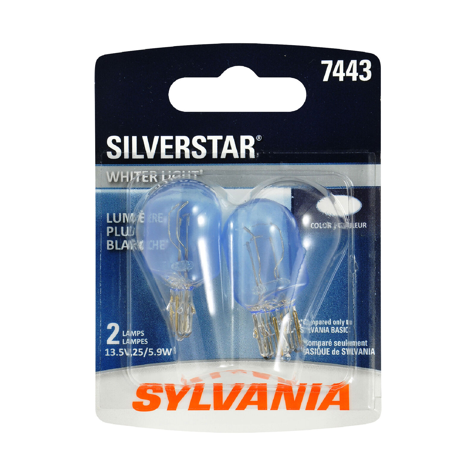 SYLVANIA - 7443 SilverStar Mini Bulb - Brighter and Whiter Light (2 Bulbs)