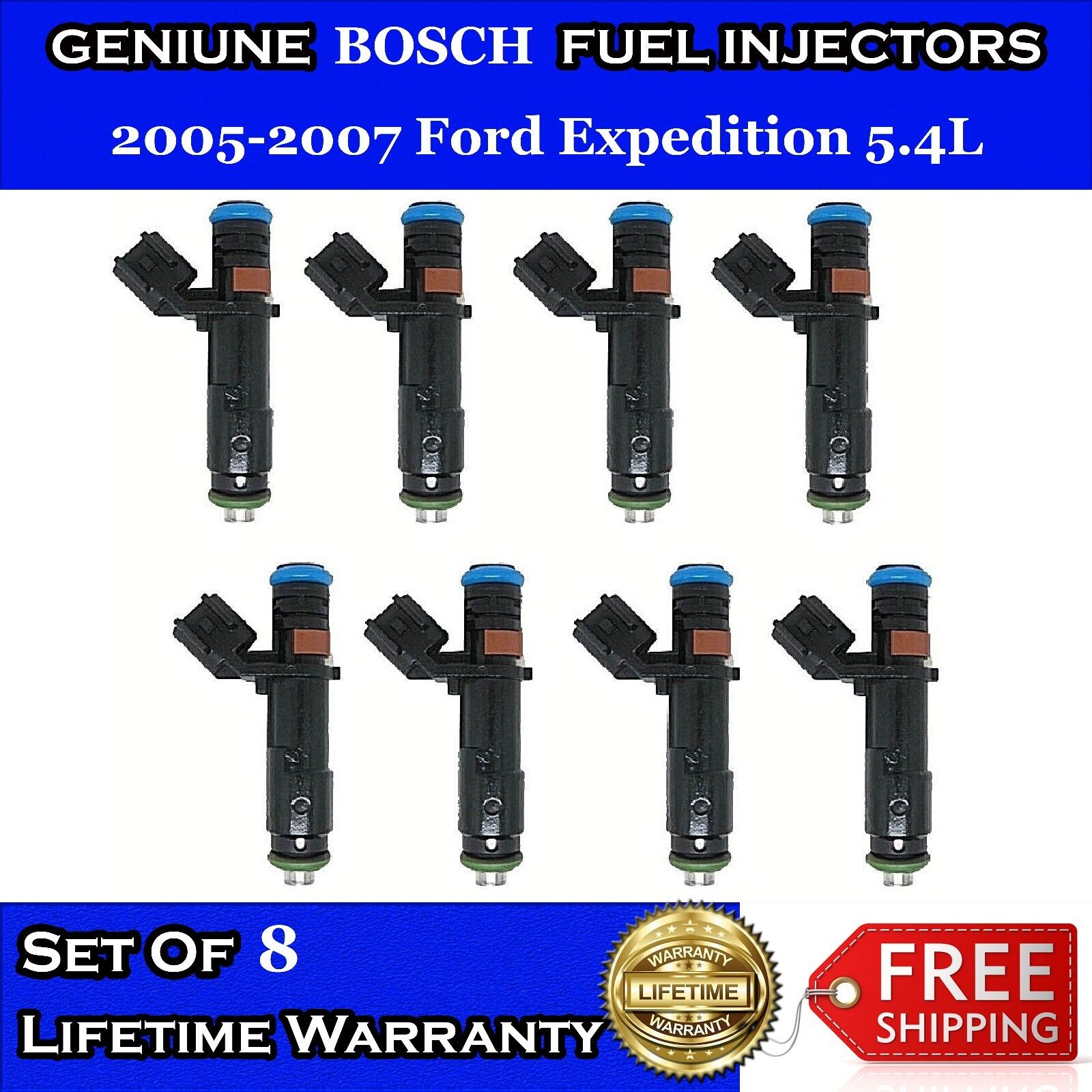 UPGRADED 4 HOLE OEM Bosch Fuel Injectors for 2005-2007 Ford Expedition 5.4L V8 