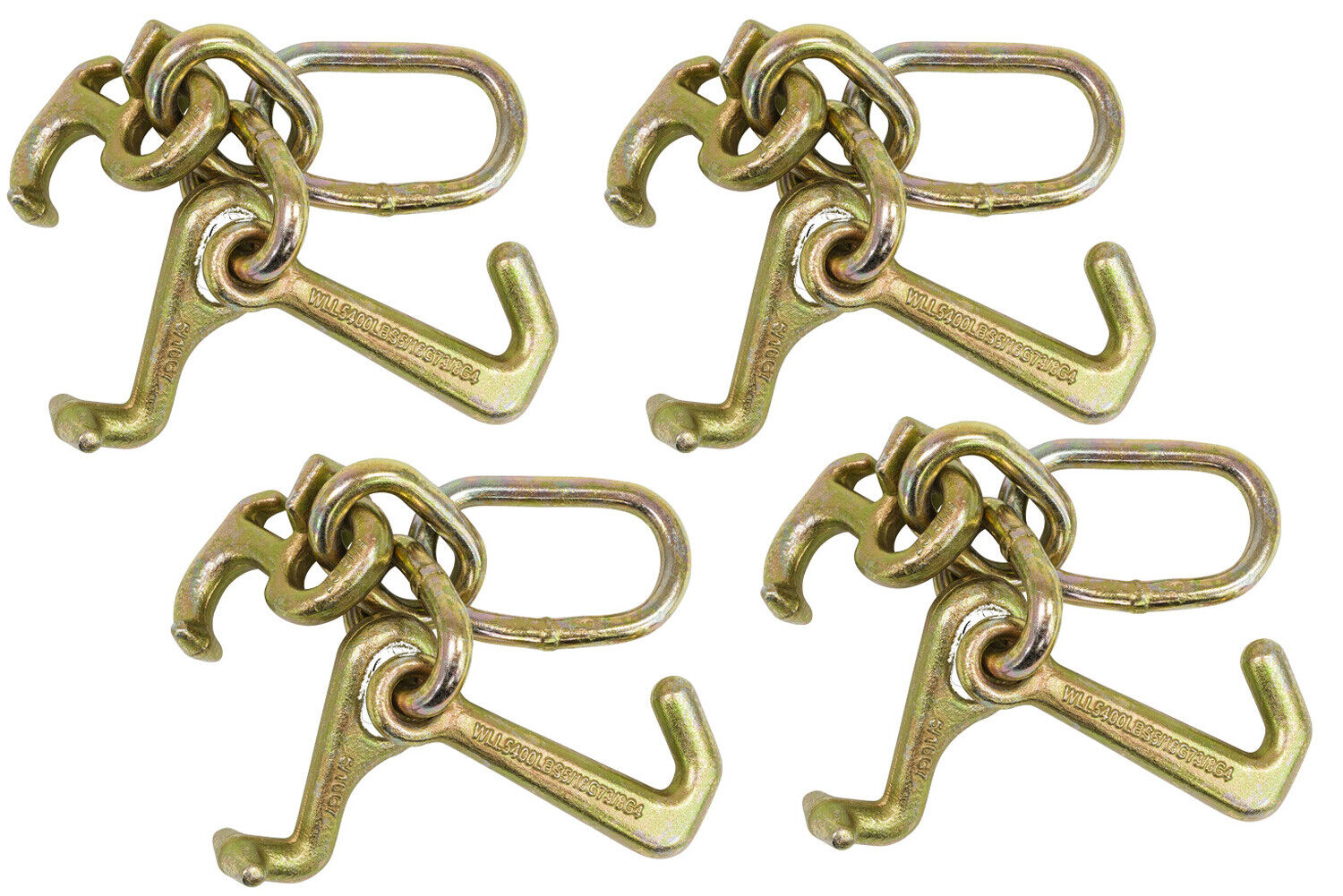 (4 Pack) RTJ Cluster Hook Heavy Duty Wrecker Hauler Tow Towing Truck Chain Pair
