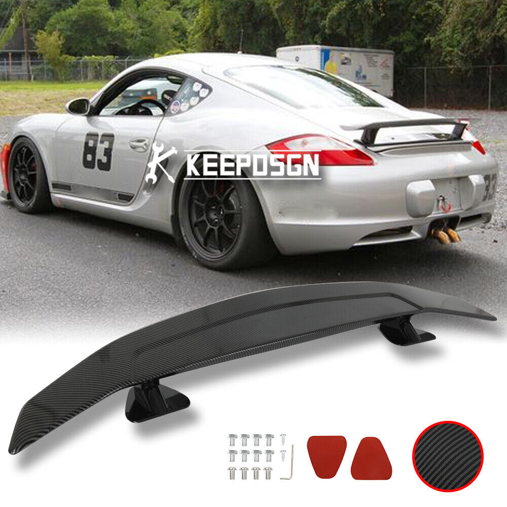 For Porsche Cayman S Carrera Rear Trunk Spoiler Racing Lip GT Wing Carbon Look