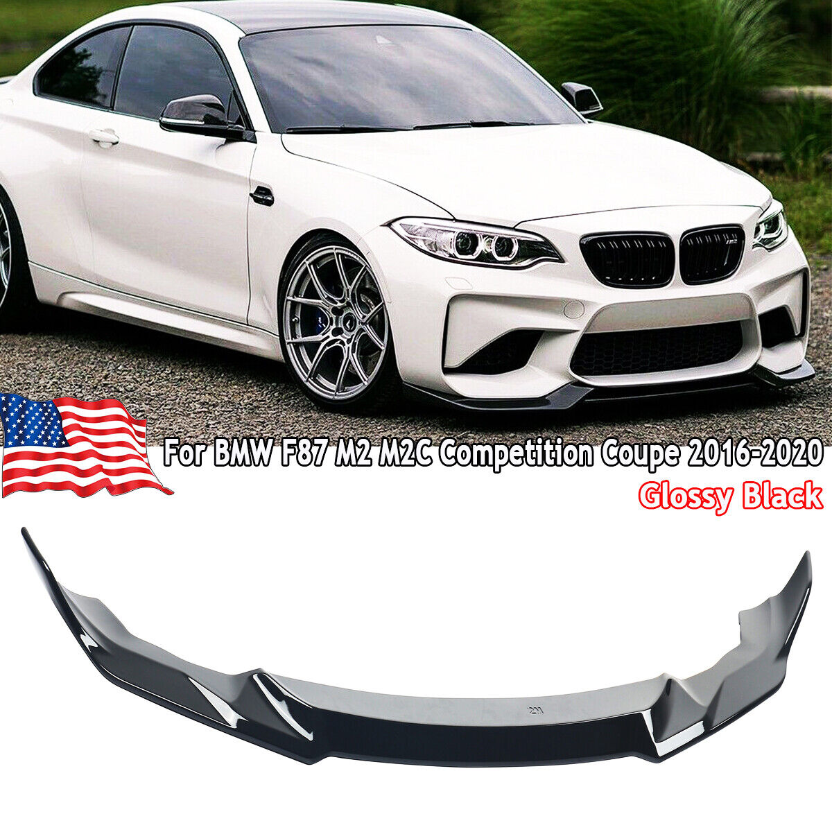 CS Style Front Bumper Lip Splitter For BMW F87 M2 M2C Competition Coupe 2016-21