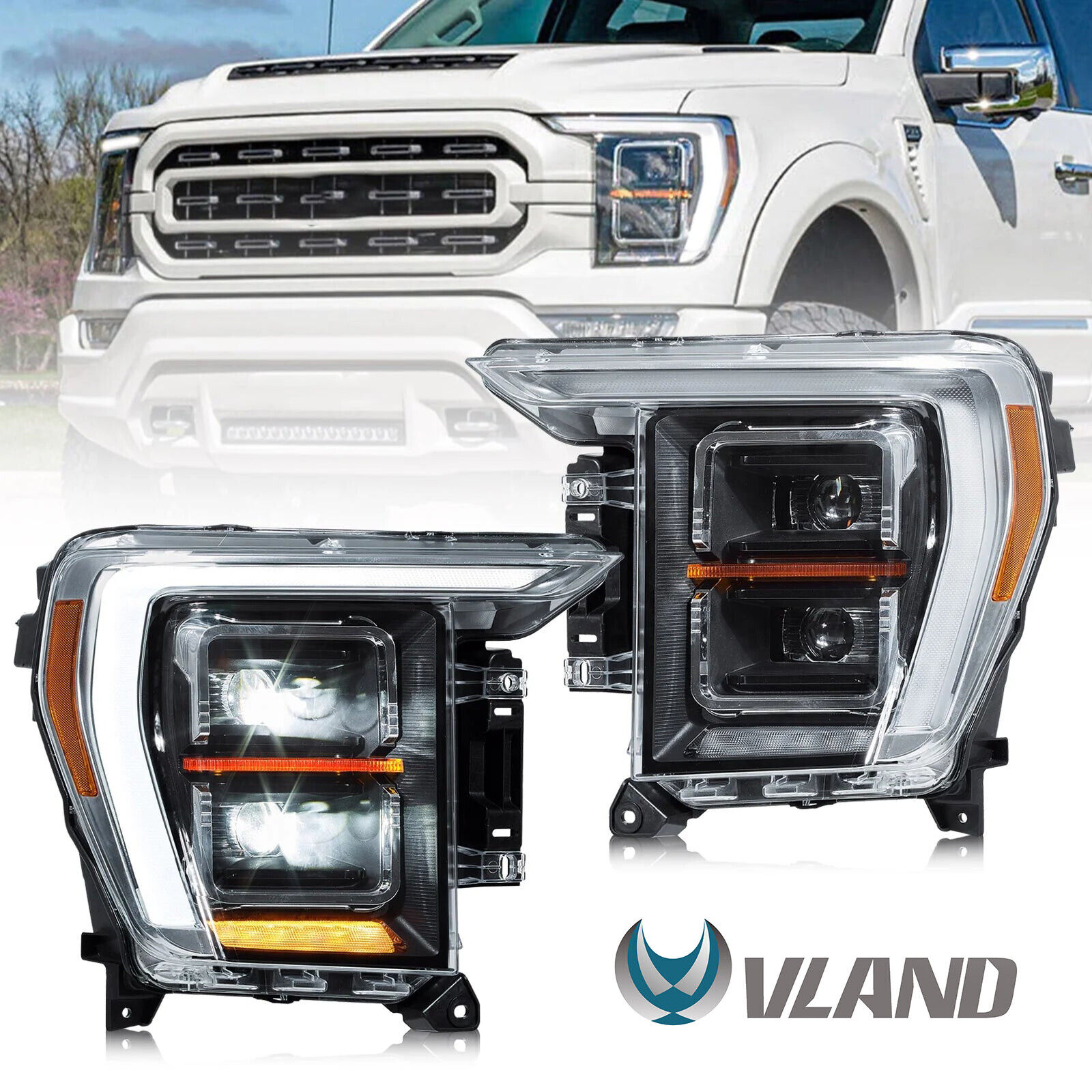 Sets VLAND Projector Full LED Headlights For 2021 2022 2023 Ford F-150 Lamps