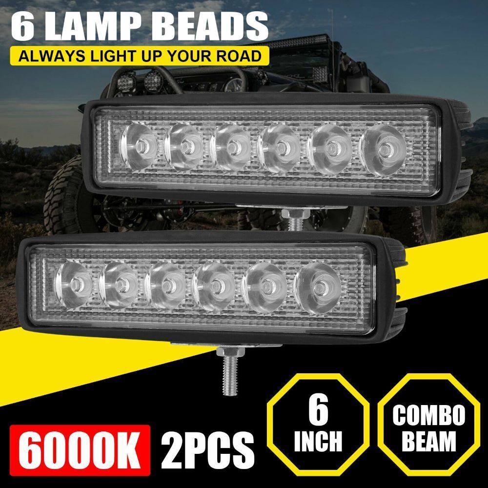 2x 36W 6inch LED Work Light Bar Spot Lamp Offroad Driving Fog 4WD SUV UTE Truck