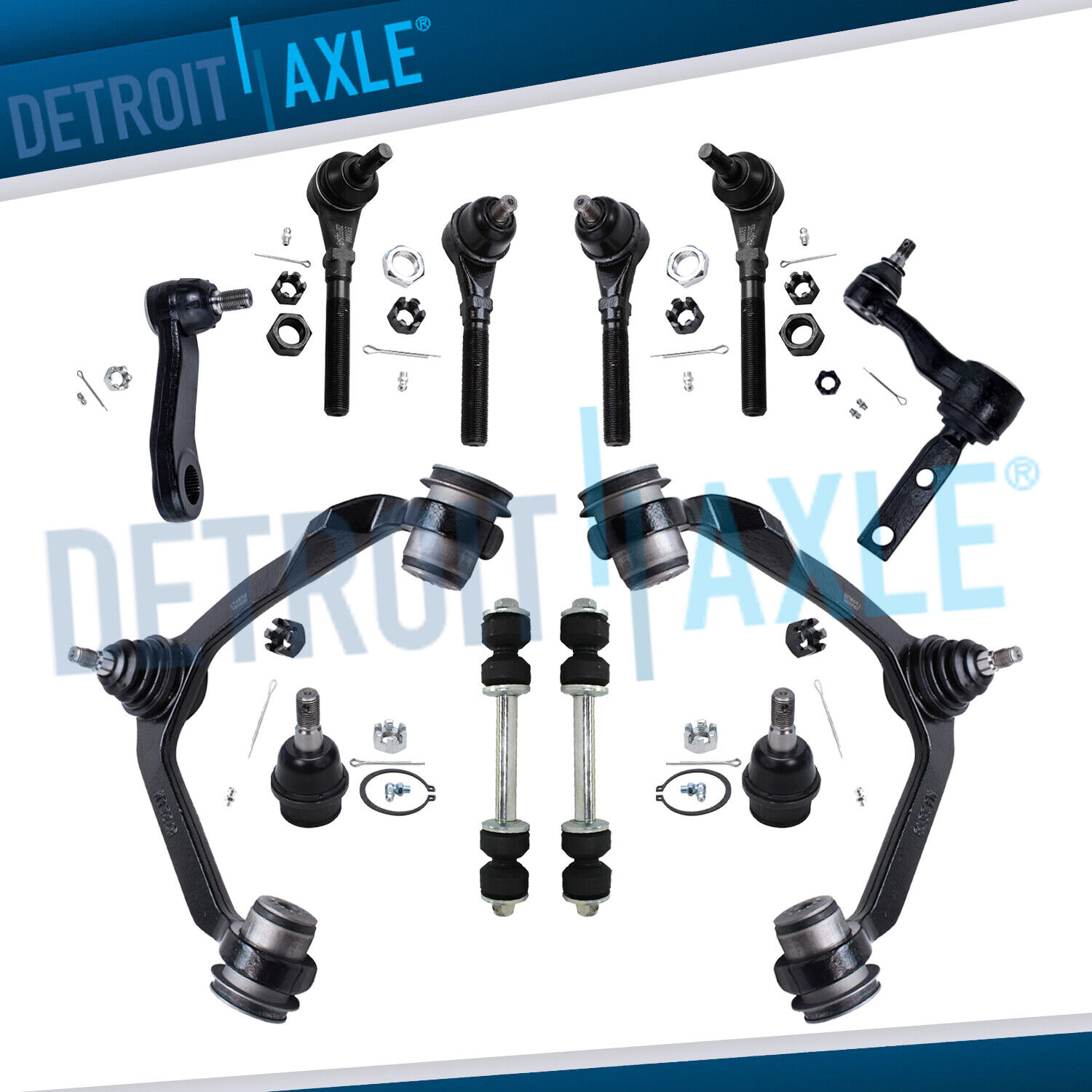 Front Control Arms Ball Joints Tie Rod Ford F-150 F-250 Control Arms 12pc Kit