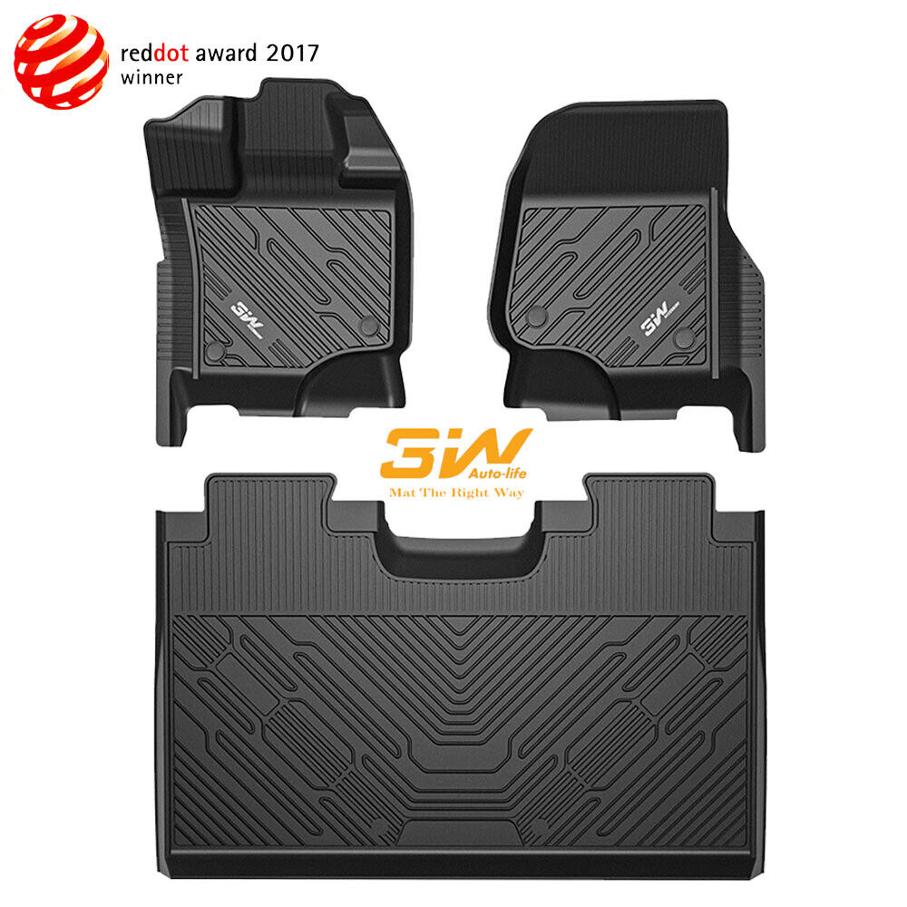 3W All Weather Floor Liners Mats for 2015-2024 Ford F-150 Super Crew Cab TPE