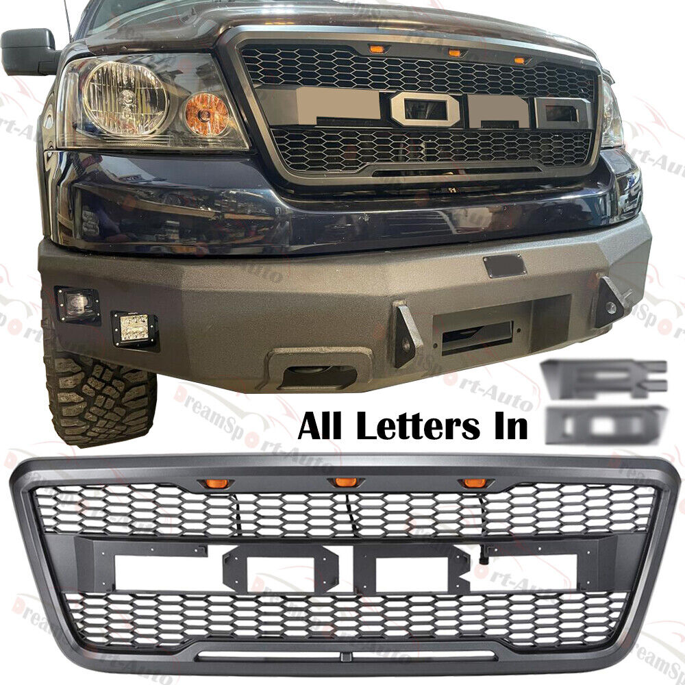 Raptor Style Grill Front Bumper Upper Grille Black For 2004-2008 Ford F150 F-150