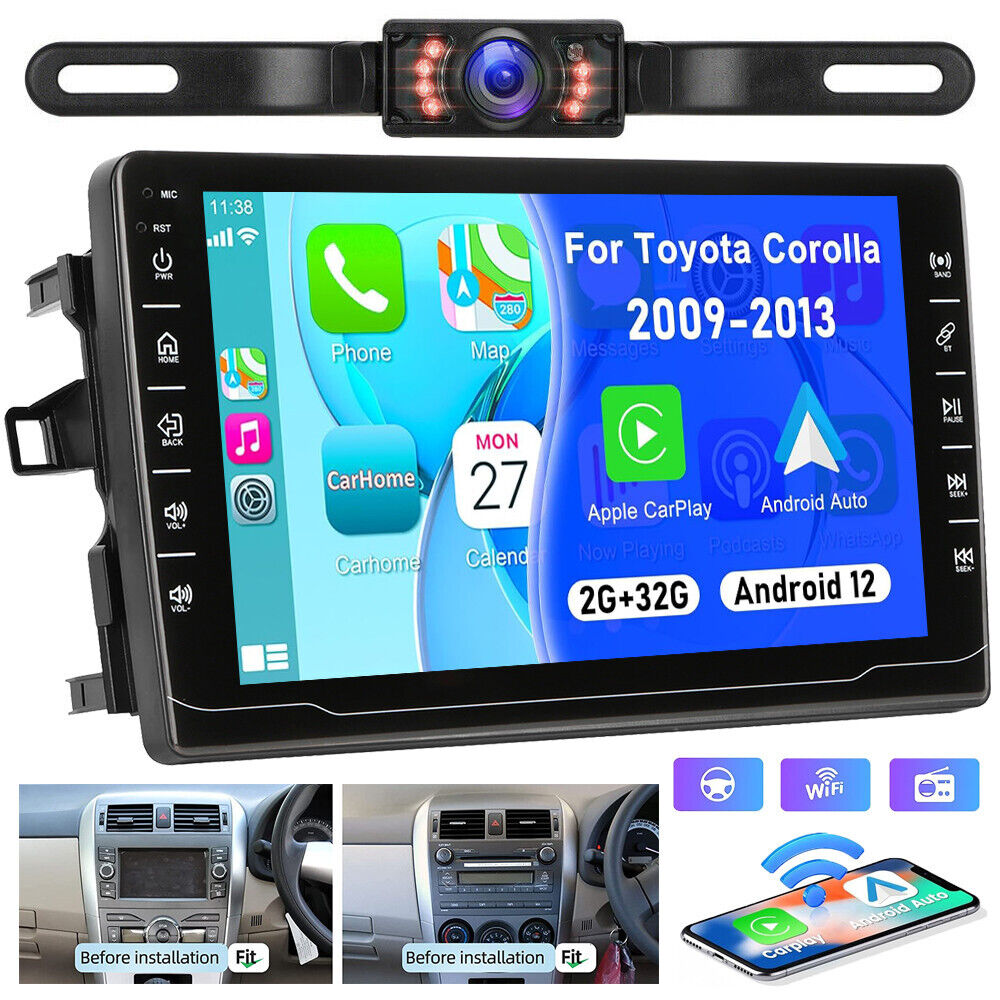 For 2009-2013 Toyota Corolla CarPlay Android 12 Car Stereo Radio Player GPS Navi