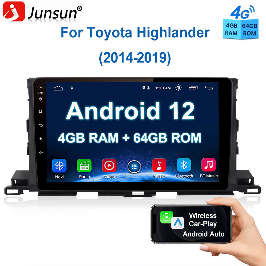 4+64G Car Radio CarPlay GPS NAVI for Toyota Highlander 2014-2019 Android 12 DAB+
