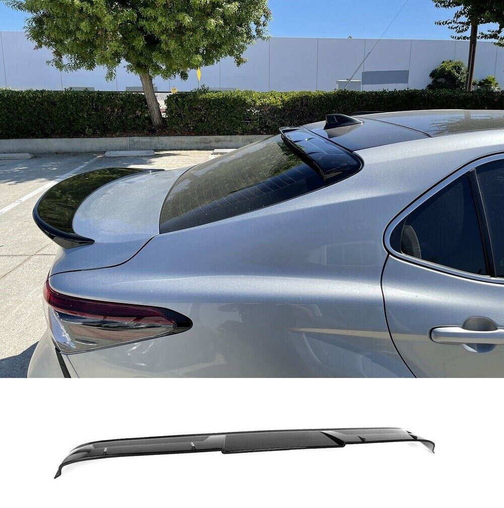 For 18-21 Toyota Camry ABS Black W Style 3D JDM Rear Roof Window Visor
