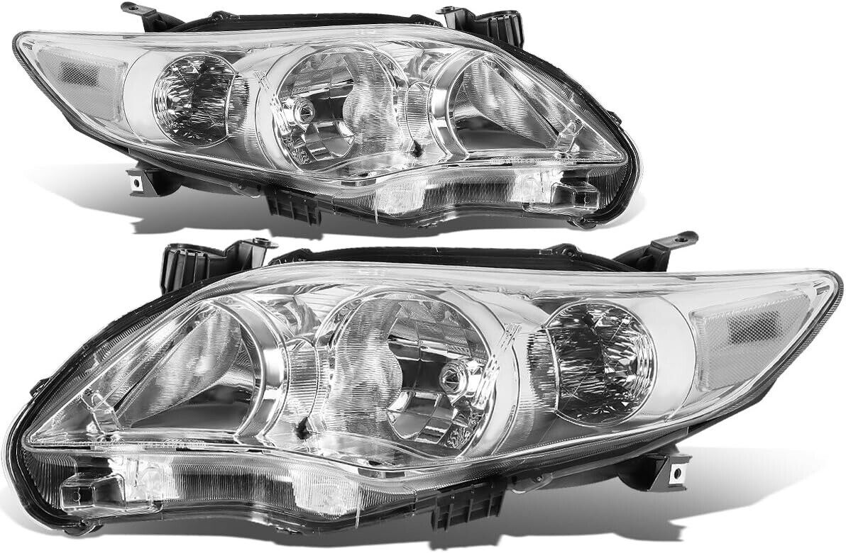Fits 2011-2013 Toyota Corolla Chrome Housing Headlights lamps Left+Right 11-13