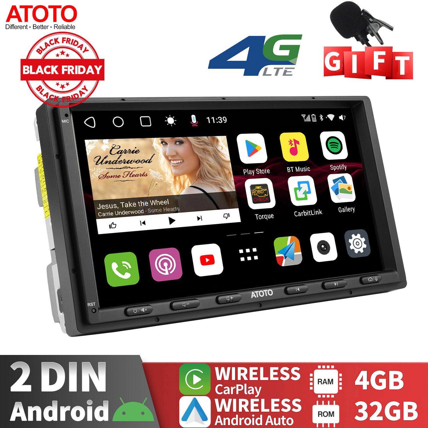 ATOTO S8 MS 7IN 2DIN 4G LTE Car Stereo-4+32G Wireless Android Auto & CarPlay IPS