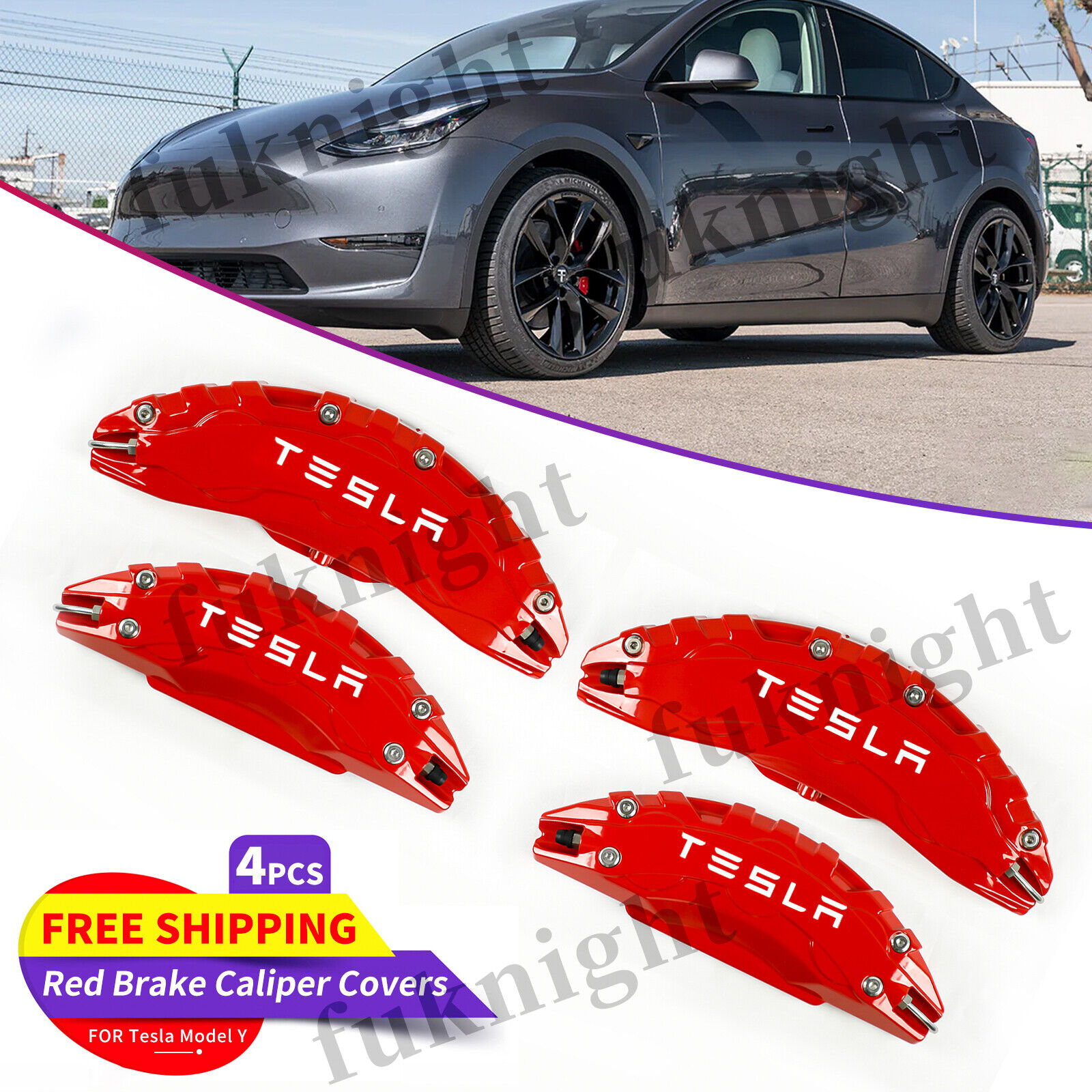 For Tesla Model Y Red Brake Caliper Covers 19/20 in 2020-2024 Brake Accessories