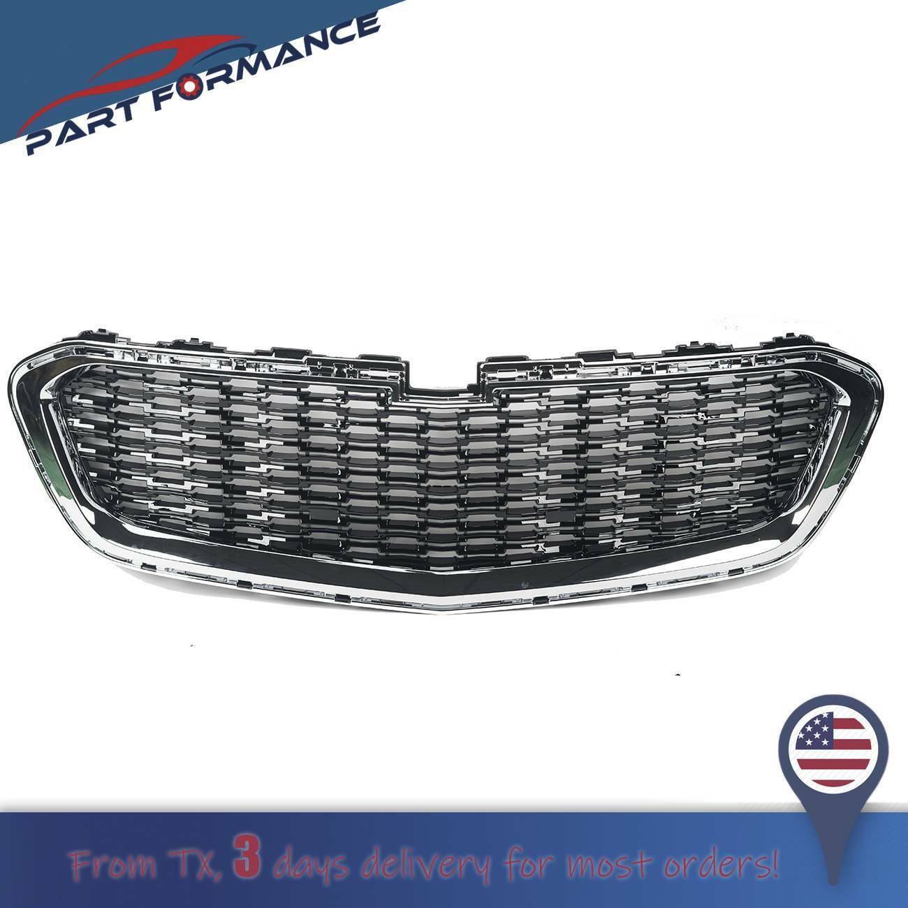 Grille For 2014-2016 Chevrolet Malibu With Chrome Molding Lower Black Plastic