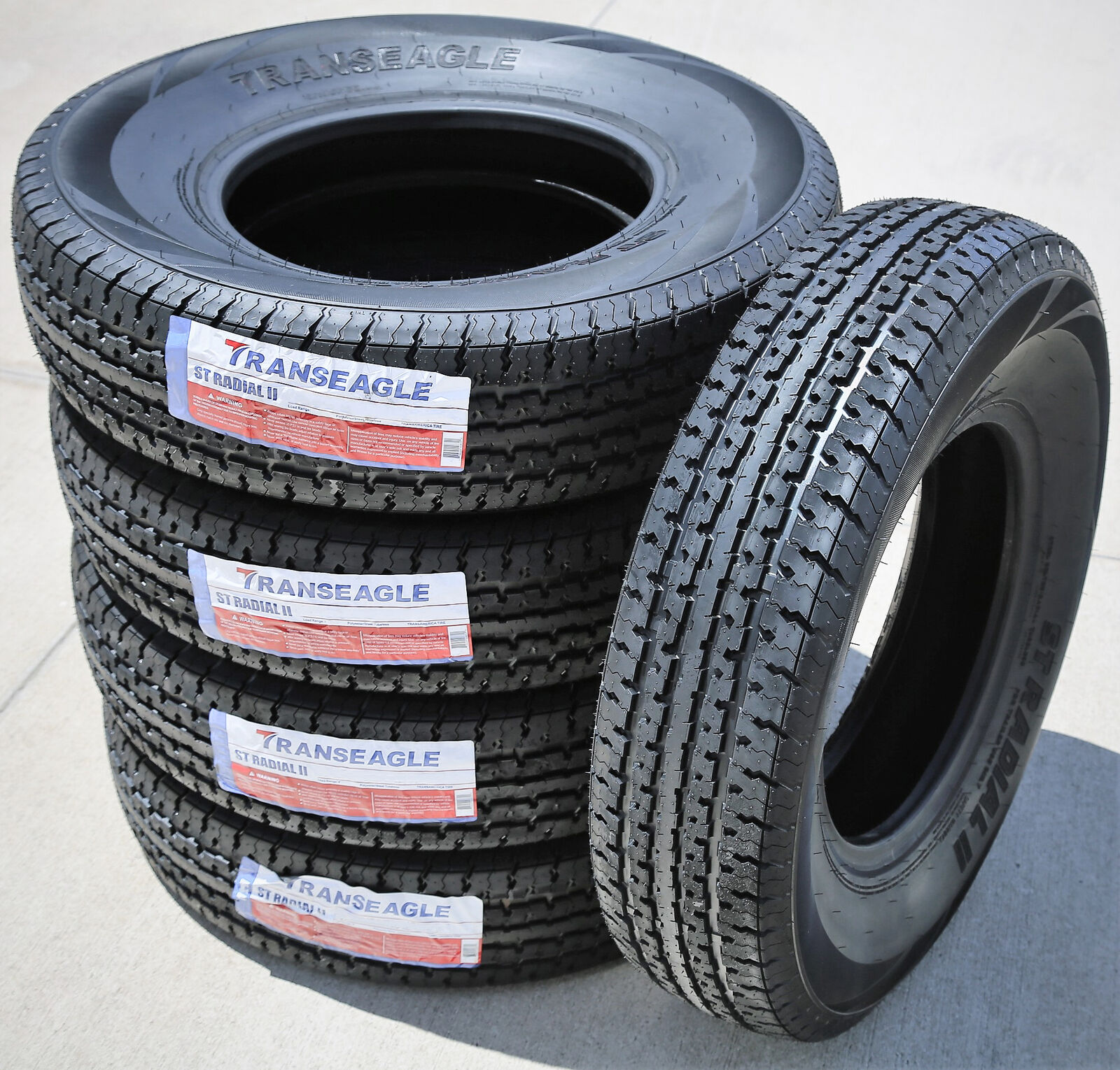 5 Tires Transeagle ST Radial II Steel Belted ST 225/75R15 Load E 10 Ply Trailer