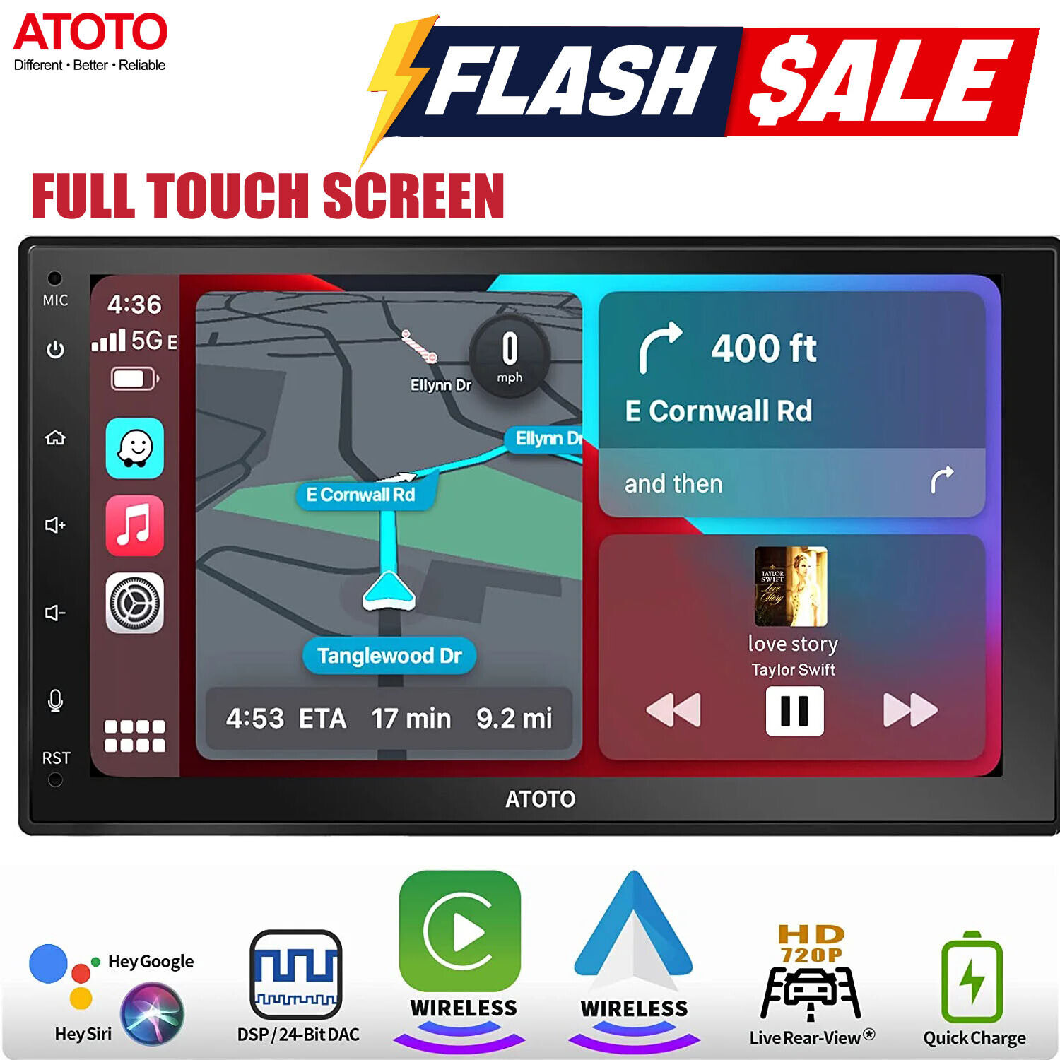ATOTO F7 WE 7in Double 2Din Car Stereo Wireless CarPlay & Android Auto,Bluetooth