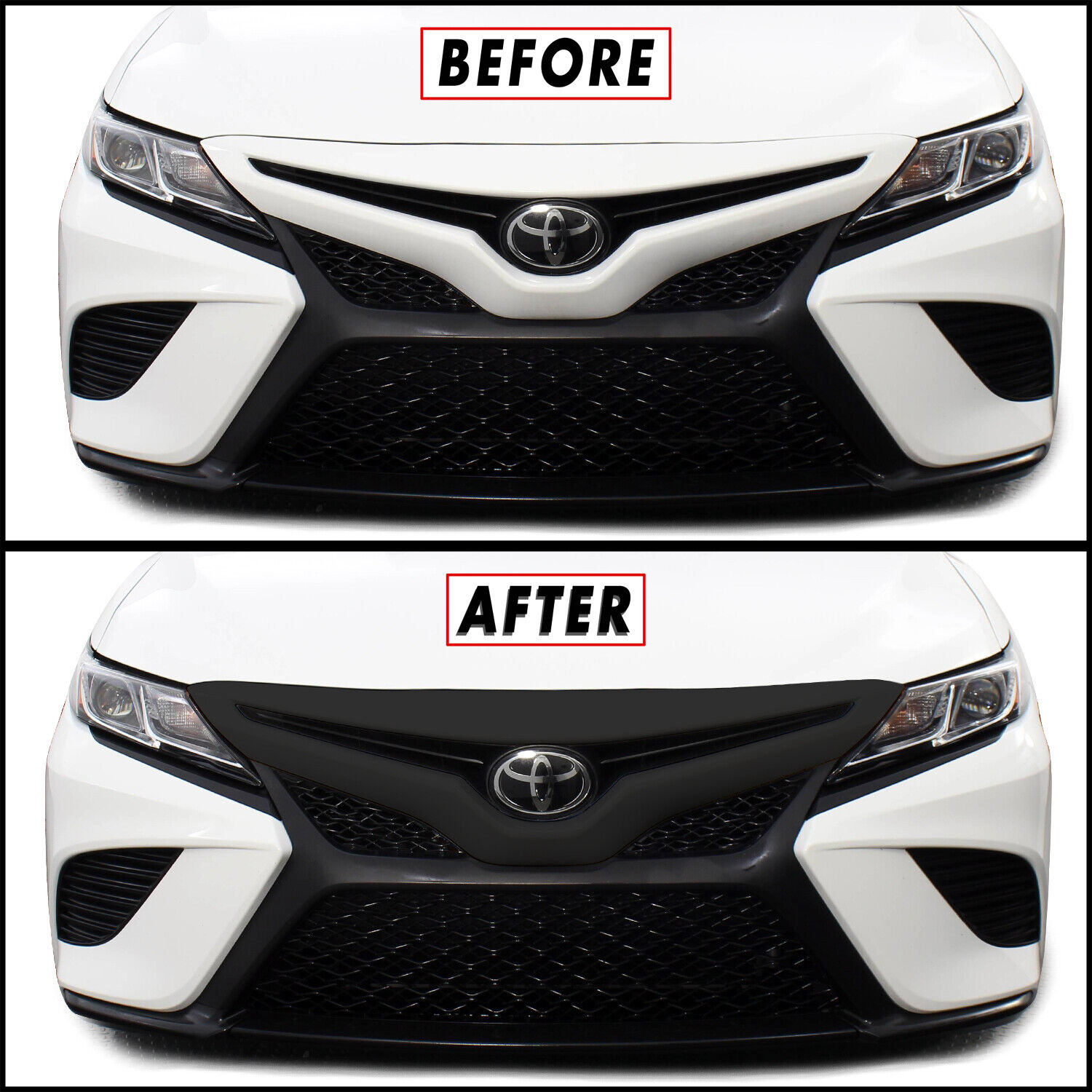 Blackout Vinyl Overlay for 2018-21 Toyota Camry SE XSE Front Bumper Grille