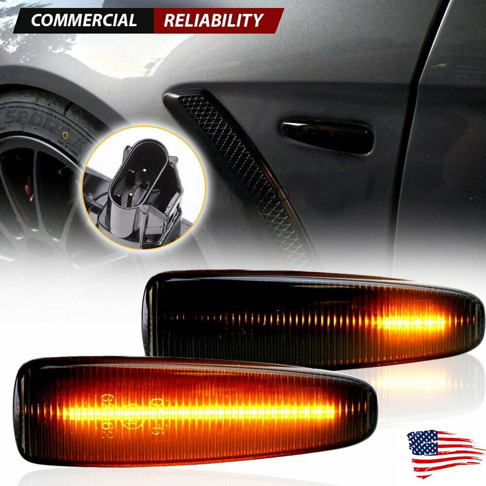 2x Smoked Sequential Led Side Marker Lights For Mitsubishi Lancer EVO X Mirage
