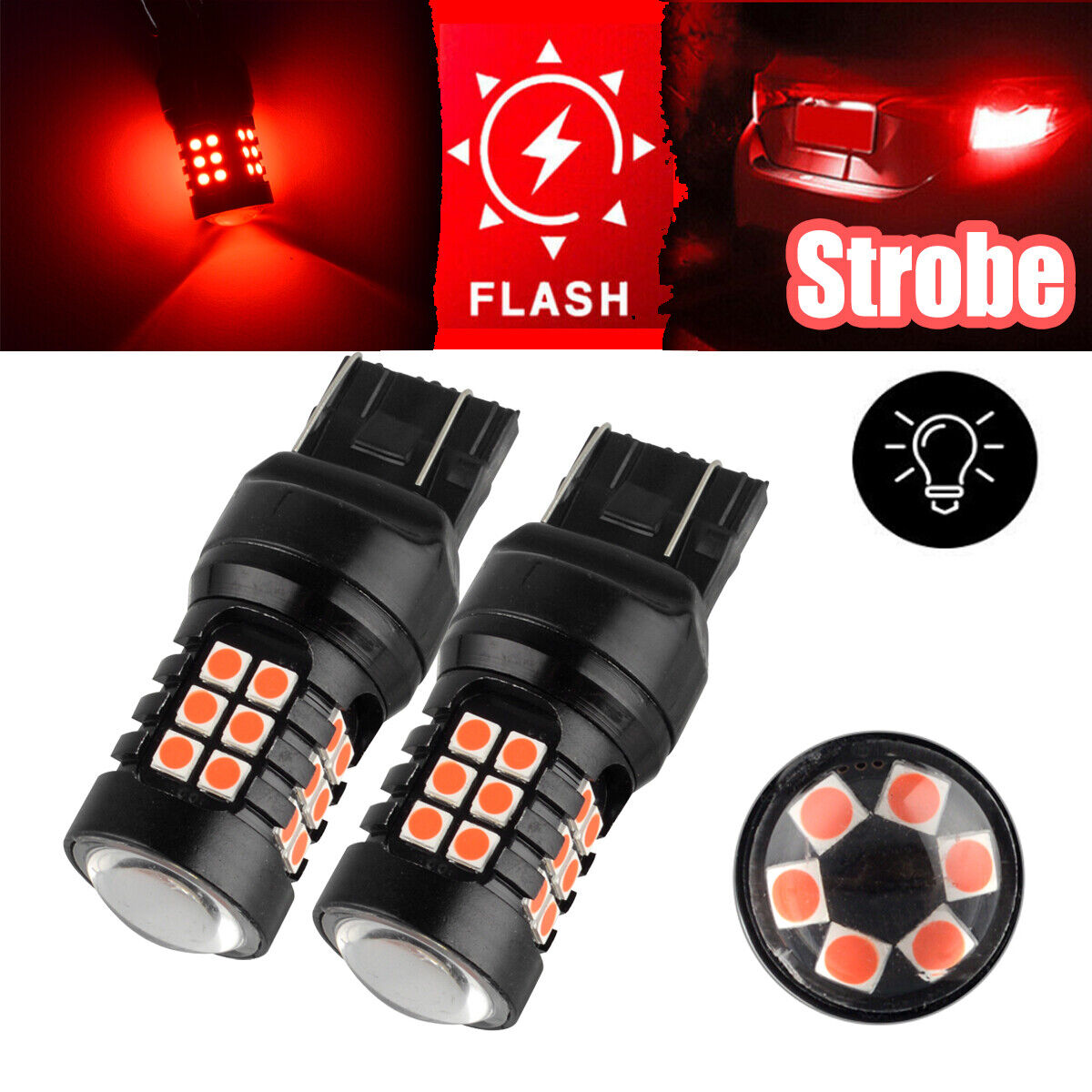 Red Strobe/Flashing Blinking LED Lamp for Honda Civic Accord Brake Tail Light