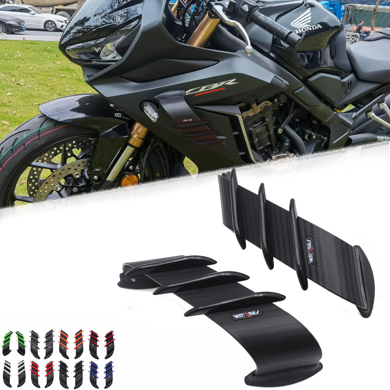Universal Motorcycle Front Fairing Winglets Side Spoilers Dynamic Wing Sticker