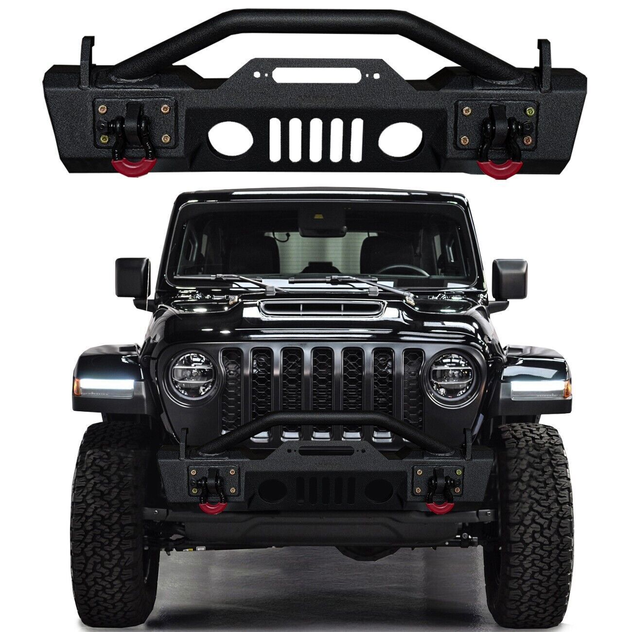 Vijay Fit 2020-2024 Jeep Gladiator JT Steel Front Bumper w/Winch Plate & Light