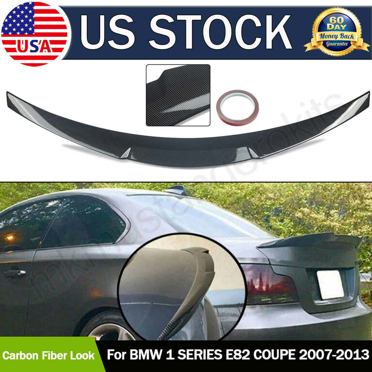 M4 Style Rear Trunk Spoiler Wing For BMW E82 128i 135i Coupe 07-13 Carbon Look