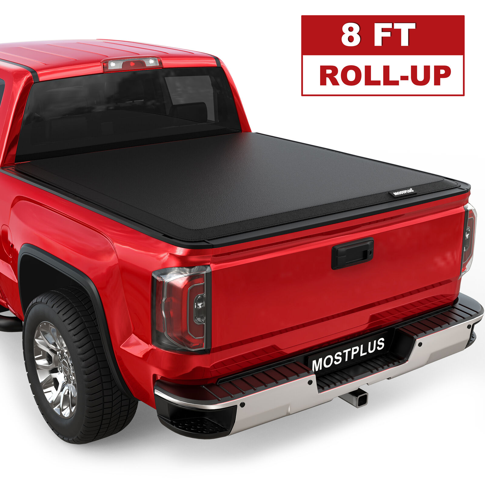 8FT Roll Up Bed Tonneau Cover w/ LED For 1988-2007 Chevy Silverado GMC Sierra
