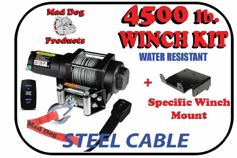 4500lb Mad Dog Steel Winch/Mount Kit for 2020-22 Tracker Off Road 800 SX / Crew
