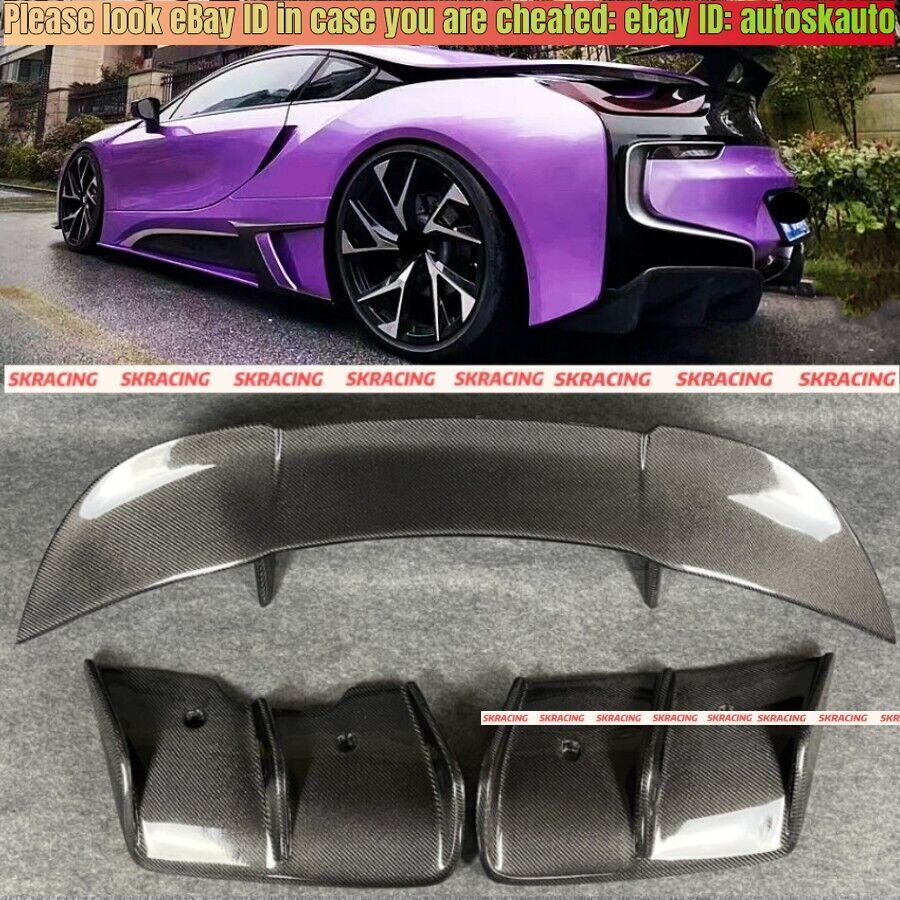 For 2014-2020 BMW i8 Coupe Carbon Fiber Rear Bumper Diffuser + Spoiler Wing Kits