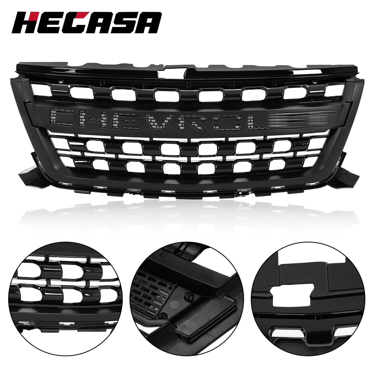 HECASA For Chevy Colorado 2015-2020 16 19 Front Grille Upper W/ Chevrolet Script