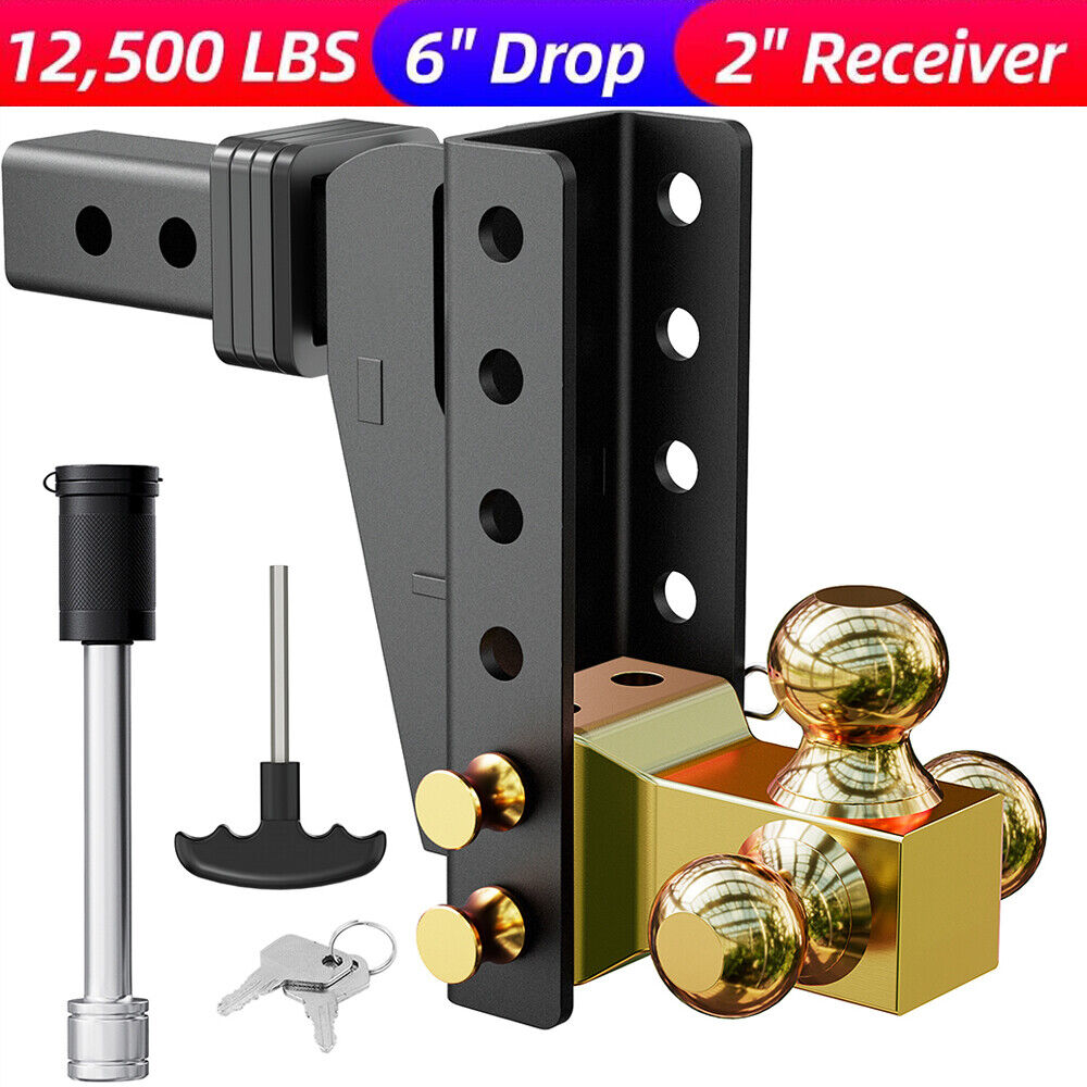 2\'\' Inch Trailer Hitch Receiver 6\'\' Drop Adjustable Towing Hitch Ball Mount