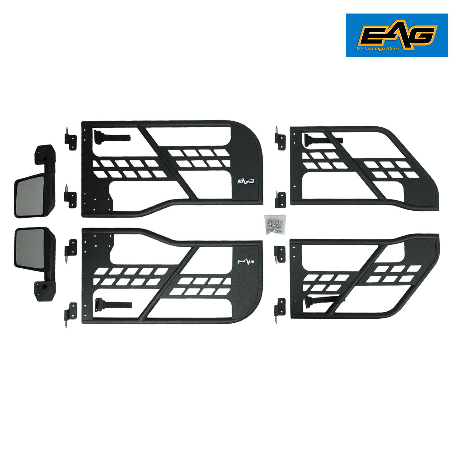 EAG Safari Replacement Tube Door with Mirror Fit for 07-18 Jeep Wrangler JK 4 Dr
