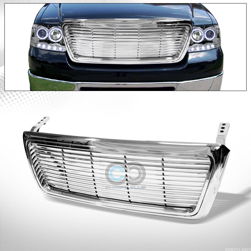 Fits 04-08 Ford F150 Chrome Horizontal Billet Front Hood Bumper Grill Grille ABS