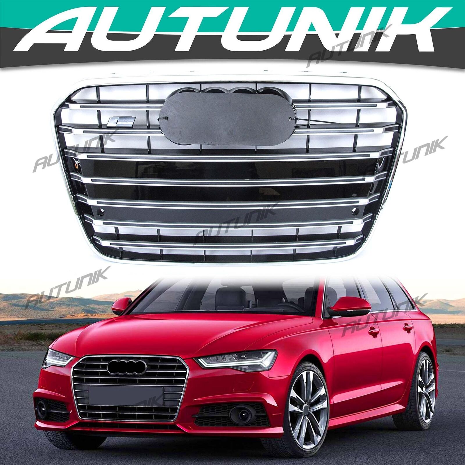 For 2012-2014 2015 Audi A6 C7 S6 Chrome Front Grill S6 Style