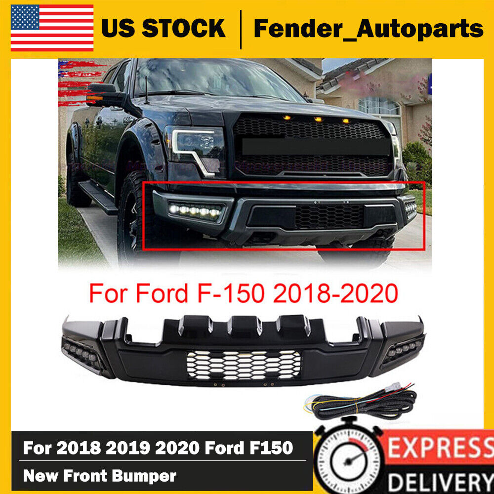 For 18-20 Ford F150 Style Conversion Painted Black Steel Front Bumper New