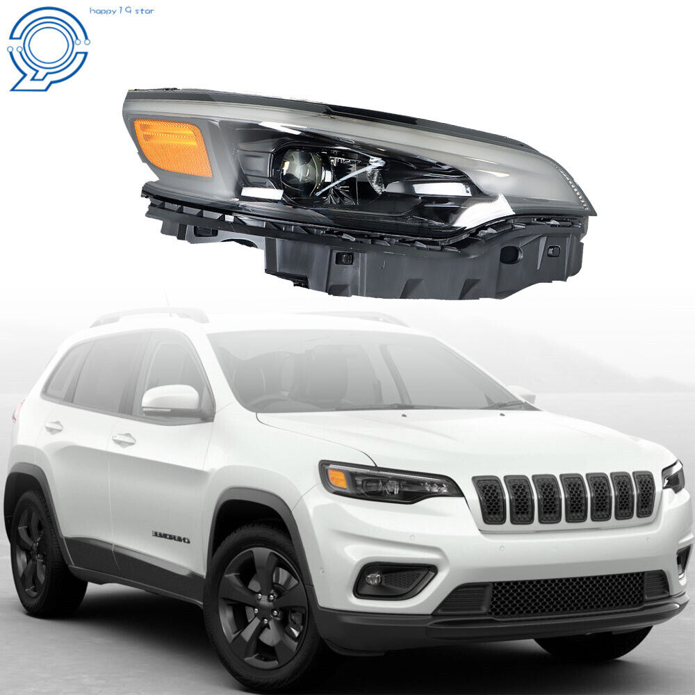 For 2019-22 Jeep Cherokee Headlight LED Type w/Ballast Black Housing Right Side
