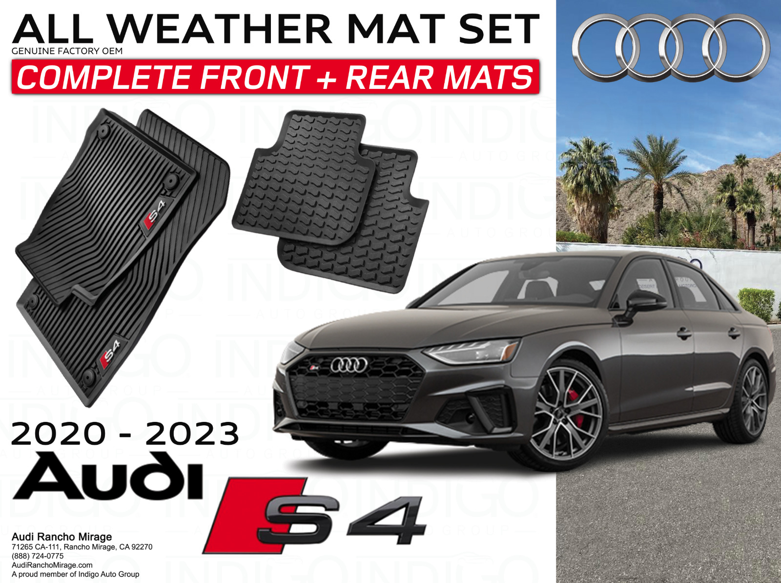 2020-2023 AUDI S4 Genuine Audi All-Weather Floor Mats - Front + Rear SET