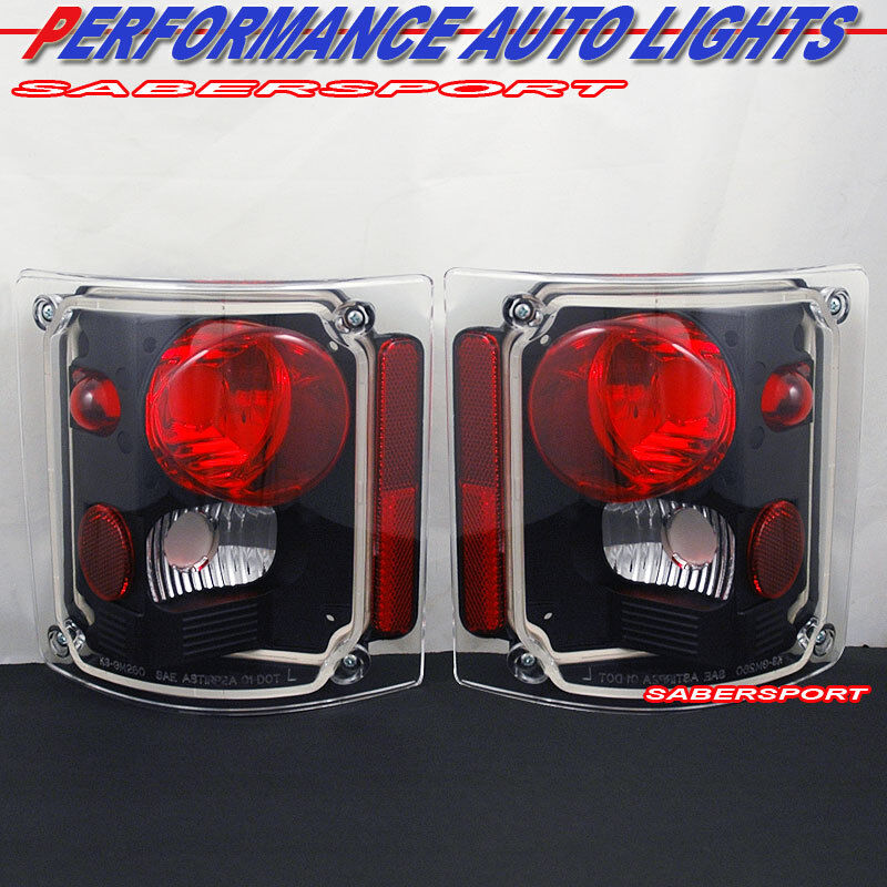 Set of Pair Black Taillights for 1973-1987 GMC Chevy C/K C10 Full Size Truck