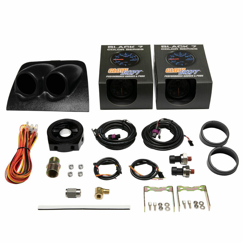 GlowShift Black Oil PSI & Fuel PSI Gauge Set & Dash Pod for 04-06 Pontiac GTO