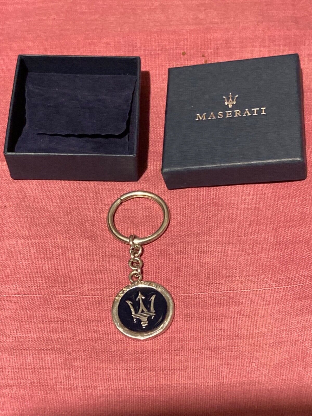 RARE VINTAGE NEW Maserati Sterling SILVER Key Chain : Stunning with box- 1980\'s