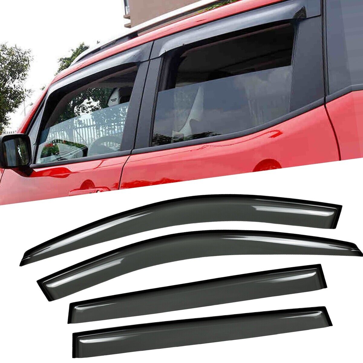 Sun Rain Guard Vent Shade Deflector Window Visors 4pcs For 14-20 Jeep Cherokee